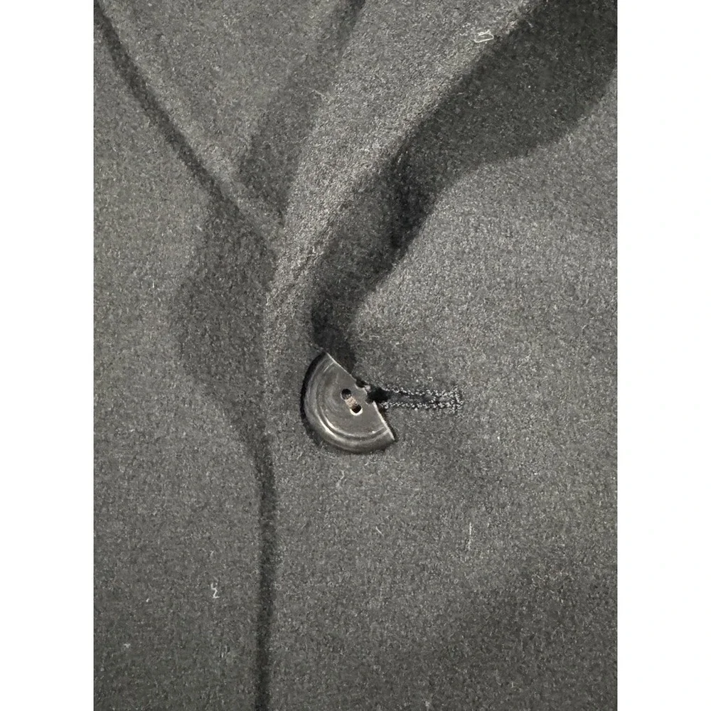 VTG Sterling & Hunt Overcoat Mens 46 Black Wool Long Coat Single Breasted Lined